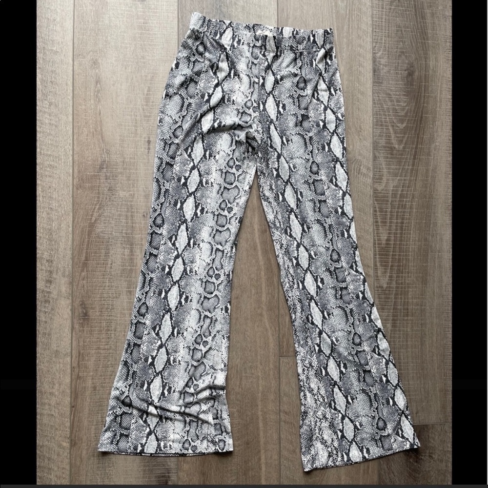 Blooms in the City Snake Print Flare Pants